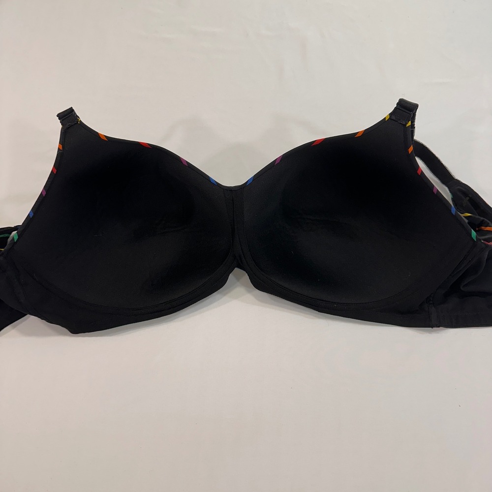 Torrid Dream Wire-Free Lightly Lined Bra Womens 38G Black Rainbow Stripe | Pride - Picture 3 of 7